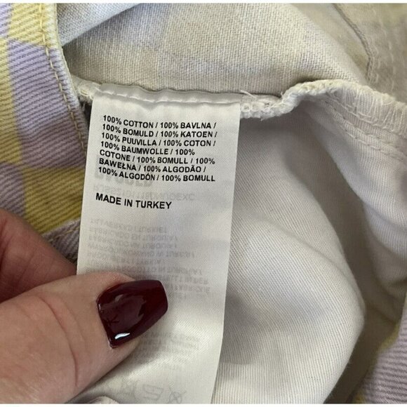 Ragged Jeans Womens Sz 24 Yellow & Purple Beat Checkerboard Combat Jeans - Picture 7 of 10